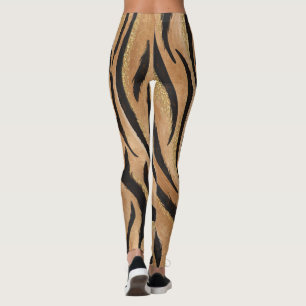 Legging Glam Tiger Impressão Wild Cat Animal Patterno Fau