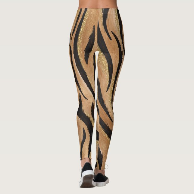 Legging Glam Tiger Impressão Wild Cat Animal Patterno Faux (Verso)