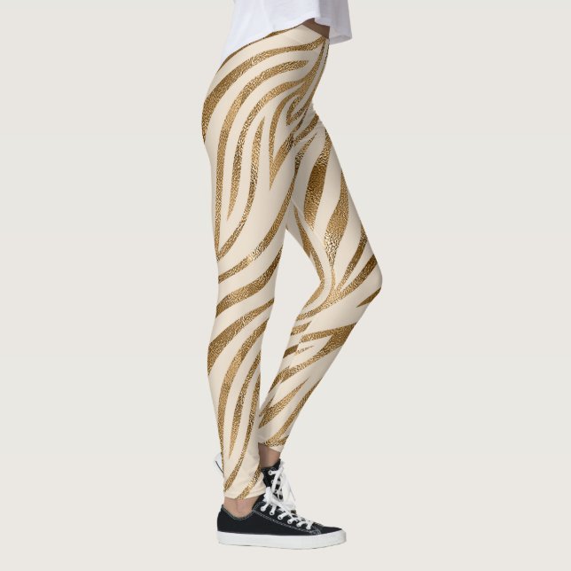Legging Glam Zebra Stripes Padrão Safari Dourado ID1151 (Direita)