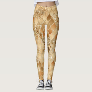 Legging Glama das Escalas de Sereia de Verão Laranja #1