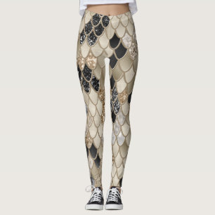 Legging Glama nº 1 da Sereia Preta Dourada (Faux Glitter)
