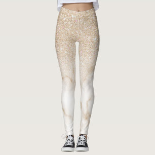Legging Glamoroso Ombro Dourado de Gradiente de Mármore Br