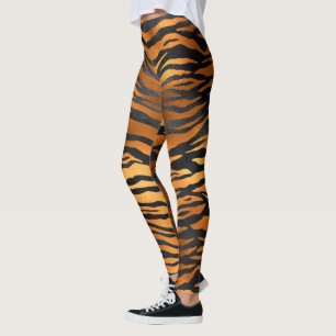 Legging Glamorous Black Brown Tiger Strips Animal Print