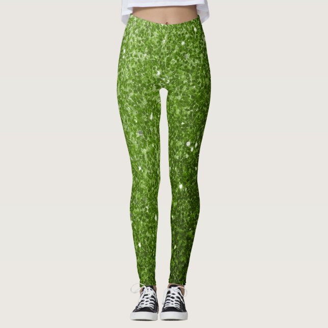 Legging Gliteiras de brilho verde-claro (Frente)