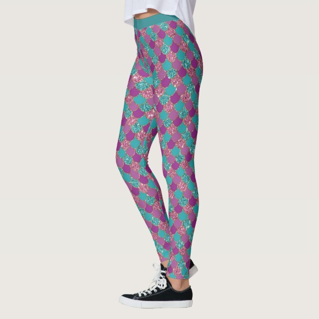Legging Glitter Atormentado Escala de Sereia Pastel Gelão  (Esquerda)