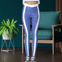 Legging Glitter Azul-Branco Moderno, Glitter Estimulações