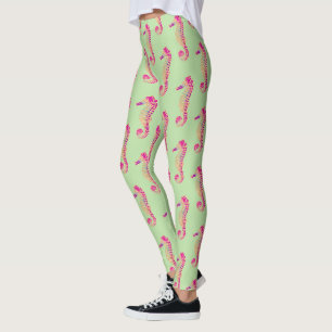 Legging Glitter de Ouro Falso e Cavalo-Marinho Rosa e Roxo