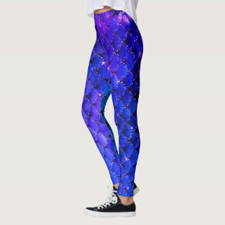Legging Glitter de Sereia Azul Personalizável