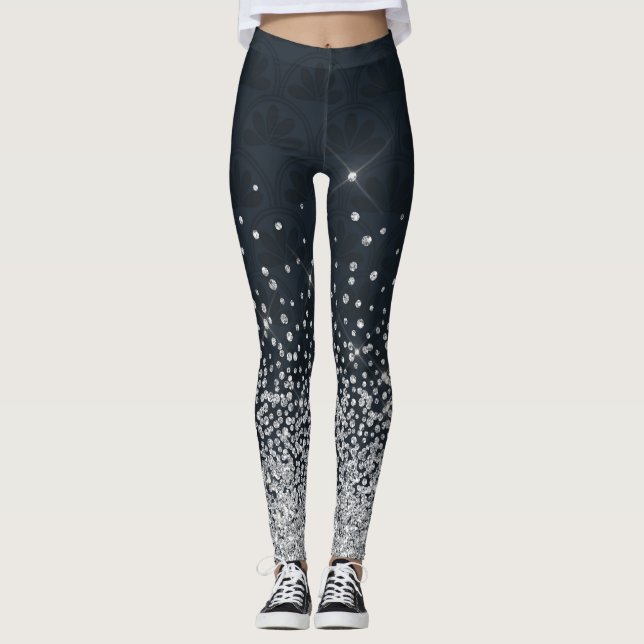Legging Glitter Diamante de Prata Negra (Frente)