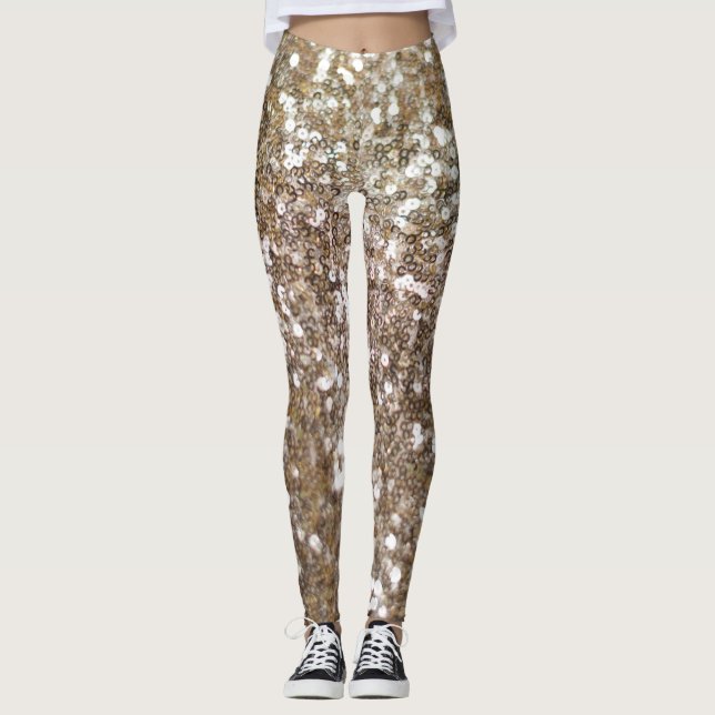 Legging Glitter Dourado Comfy Cozy Trendy Workout Chic (Frente)