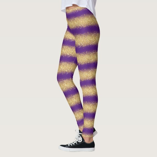 Legging Glitter Dourado de Presente Popular Roxo de Luxo (Esquerda)