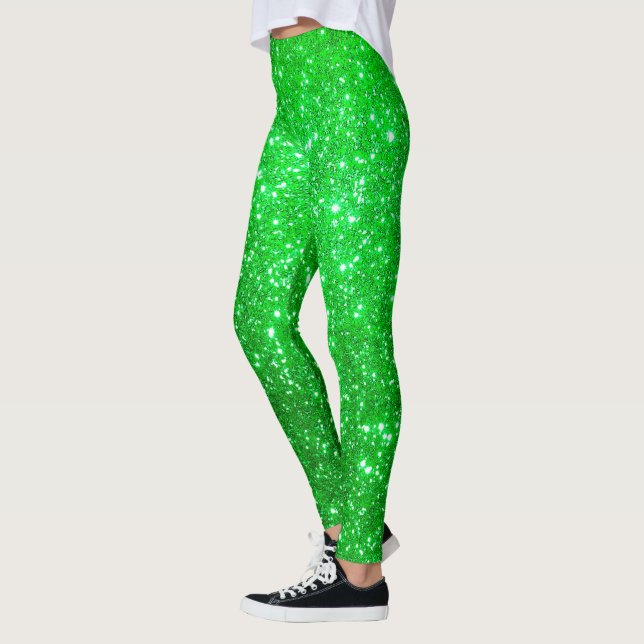 Legging Glitter Dourado do Presente Popular Verde de Luxo (Esquerda)
