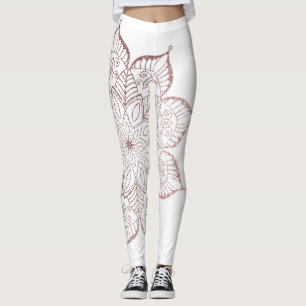 Legging Glitter Dourado Faux Glitter Mandala, Rosa, Branco
