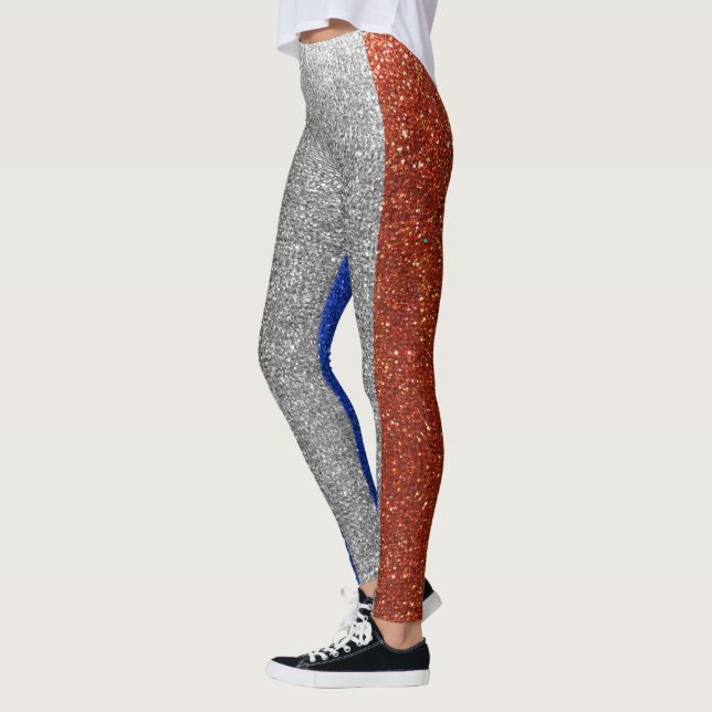 Legging Glitter French Flag Paris France Fashion Na moda (Esquerda)