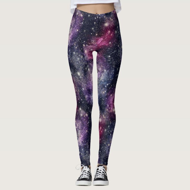 Legging Glitter Galaxy Pattern – Cosmic Sparkle Space  (Frente)