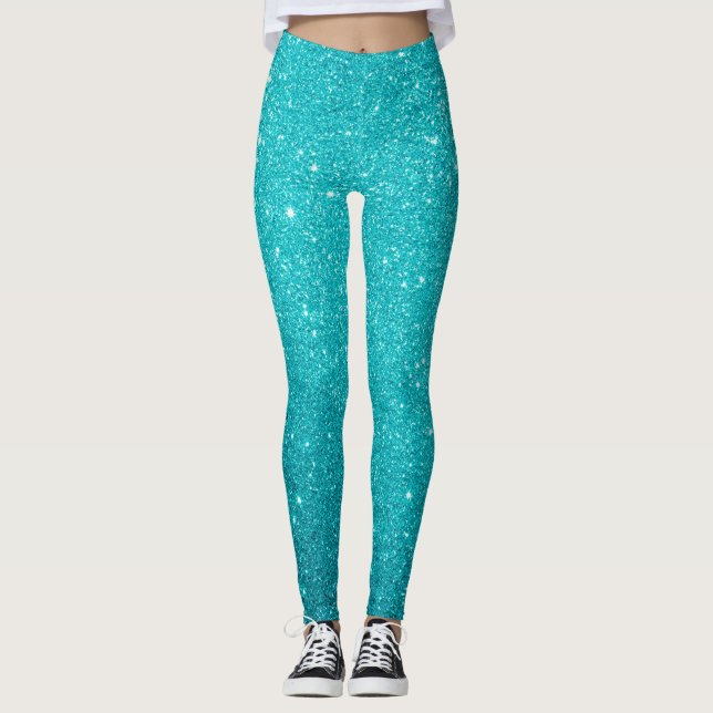 Legging Glitter Glitter Azul Teal (Frente)