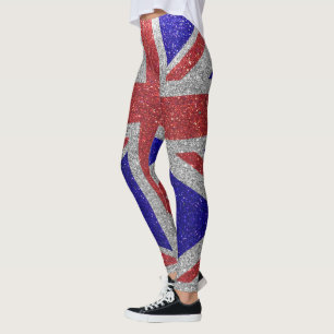 Legging Glitter London Flag do UK British Fashion Na moda