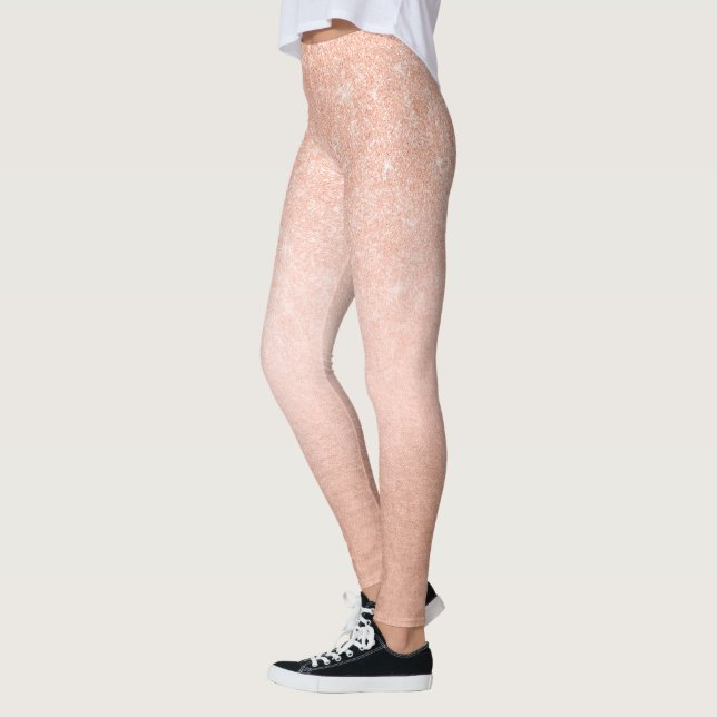 Legging Glitter ouro de rosa de cobre com gradiente bonito (Esquerda)