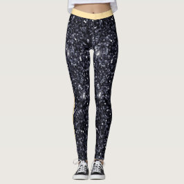 Legging Glitter preto-branco brilha riscas de padrão brilh