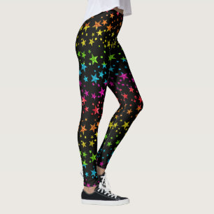 Legging Glitter Rainbow Star Orgulho gay Chic Black