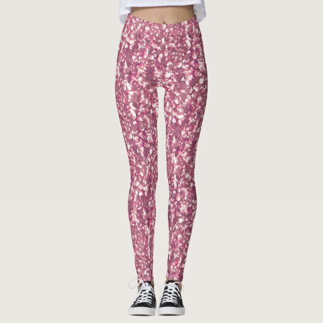 Legging Glitter sem costura cintilação sequências prateada (Frente)