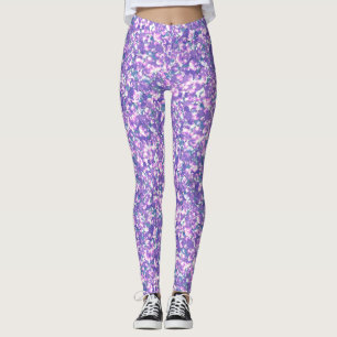 Legging Glitter sem costura cintilação sequências prateada