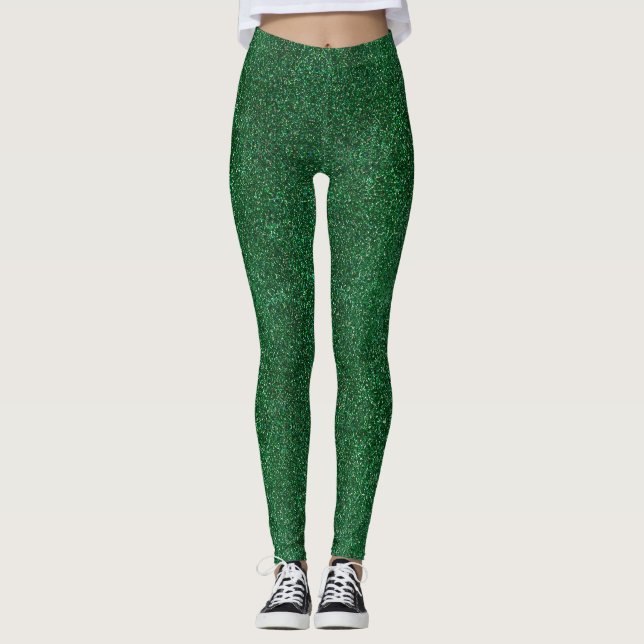 Legging Glitter verde brilhante Elegante moderno Emerald (Frente)