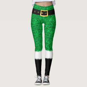 Legging Glitter Verde, Folhas de Espumação Sequências de N