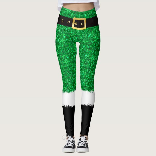 Legging Glitter Verde, Folhas de Espumação Sequências de N (Frente)