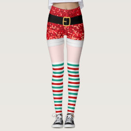 Legging Glitter vermelho do Papai Noel