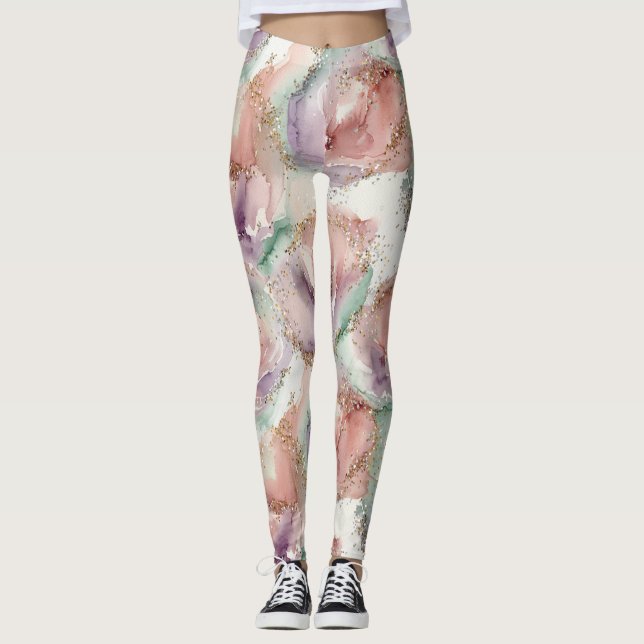 Legging Glitter Watercolor Pattern – Soft Painted Sparkle  (Frente)