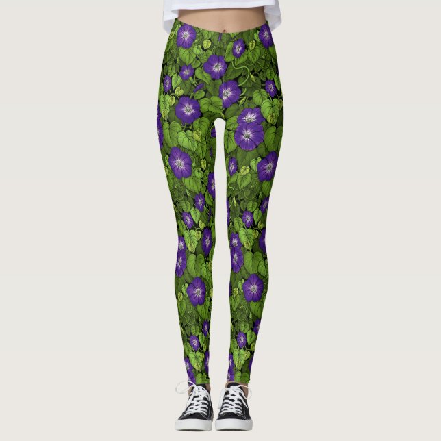 Legging Glória da manhã em roxo e verde (Frente)