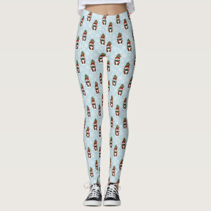 Legging Gnomo de Natal Aconchegante Vermelho Verde Inverno