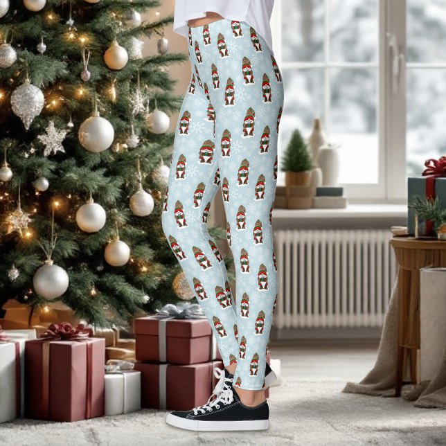 Legging Gnomo de Natal Aconchegante Vermelho Verde Inverno (Criador carregado)