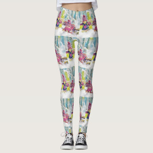 Legging Gnomos na pintura a aquarela da neve