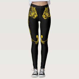 Legging Gold Leopard Print Fun Safari Pattern