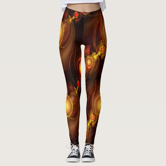 Legging Gold Modern Boho Elegant Abstract Art Pattern #501 (Frente)