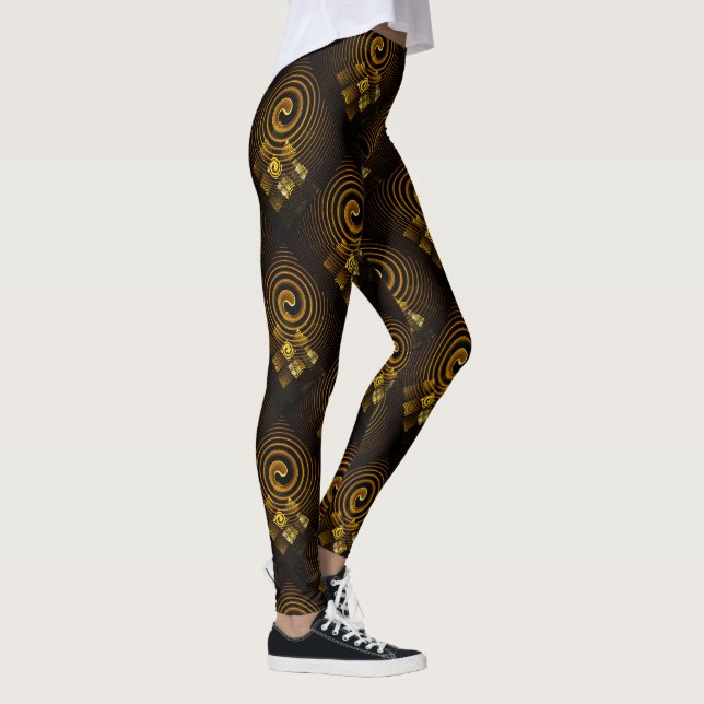 Legging Gold Modern Boho Elegant Abstract Art Pattern #502 (Direita)