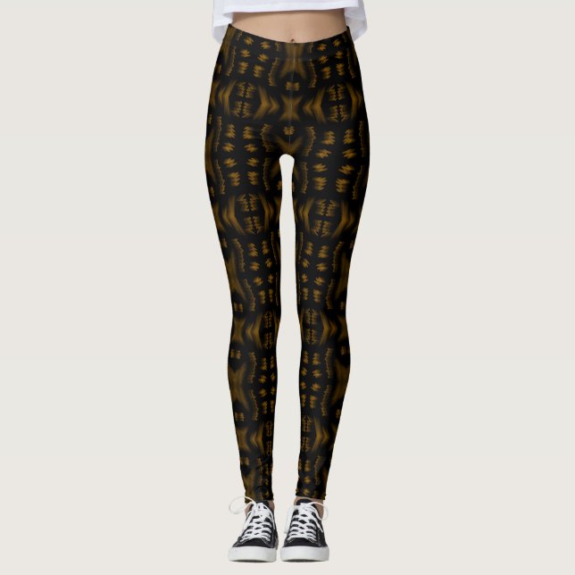 Legging Golden Obsidian Tribal Ikat Pattern (Frente)