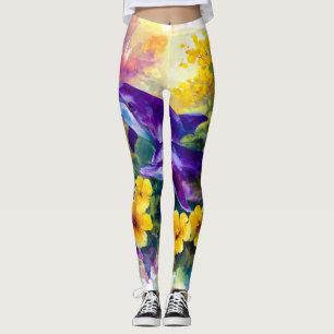 Legging Golfinhos do Oceano em Aquarela Flores Tropicais