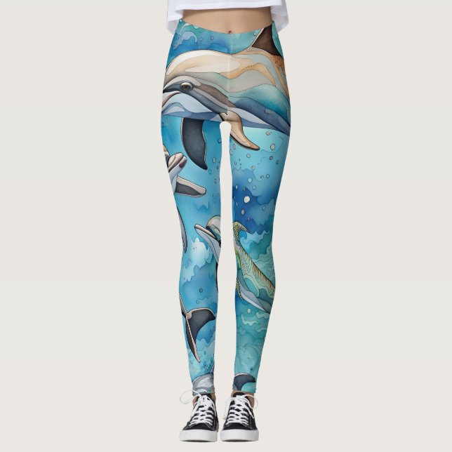 Legging Golfinhos nadando no mar (Frente)