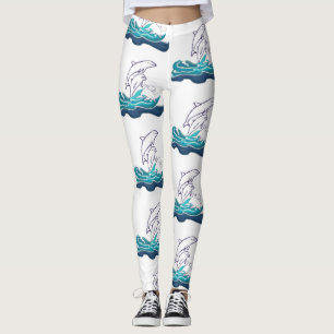 Legging Golfinhos que montam caneleiras do costume das