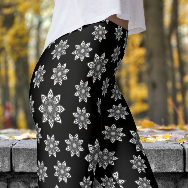 Legging Gorgeous Black Mandela Pattern (Mandela on Black)