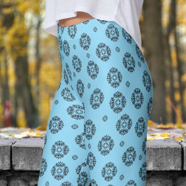 Legging Gorgeous Blue e Black Mandela Pattern