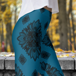 Legging Gorgeous Blue Ocean Mandela Pattern