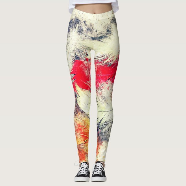 Legging Gorgeous Funky Vibrant Feather Design (Frente)