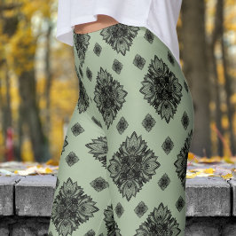 Legging Gorgeous Green Laural Mandela Pattern