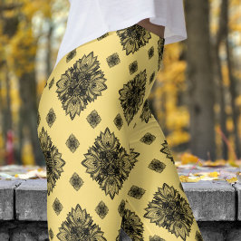 Legging Gorgeous Jasmin Yellow Mandela Pattern