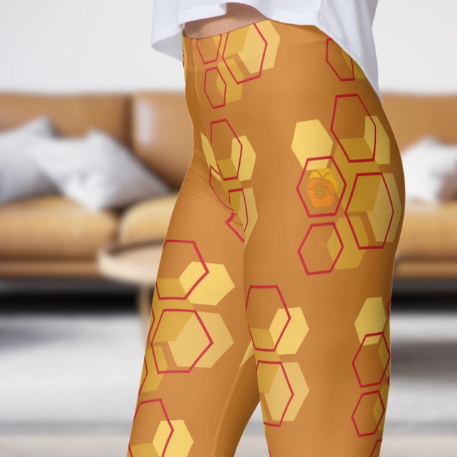 Legging Gorgeous Red Ochre Honeycomb (Honeycomb on Ochre)
