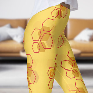 Legging Gorgeous Yellow Mostard Honeycomb Patterno